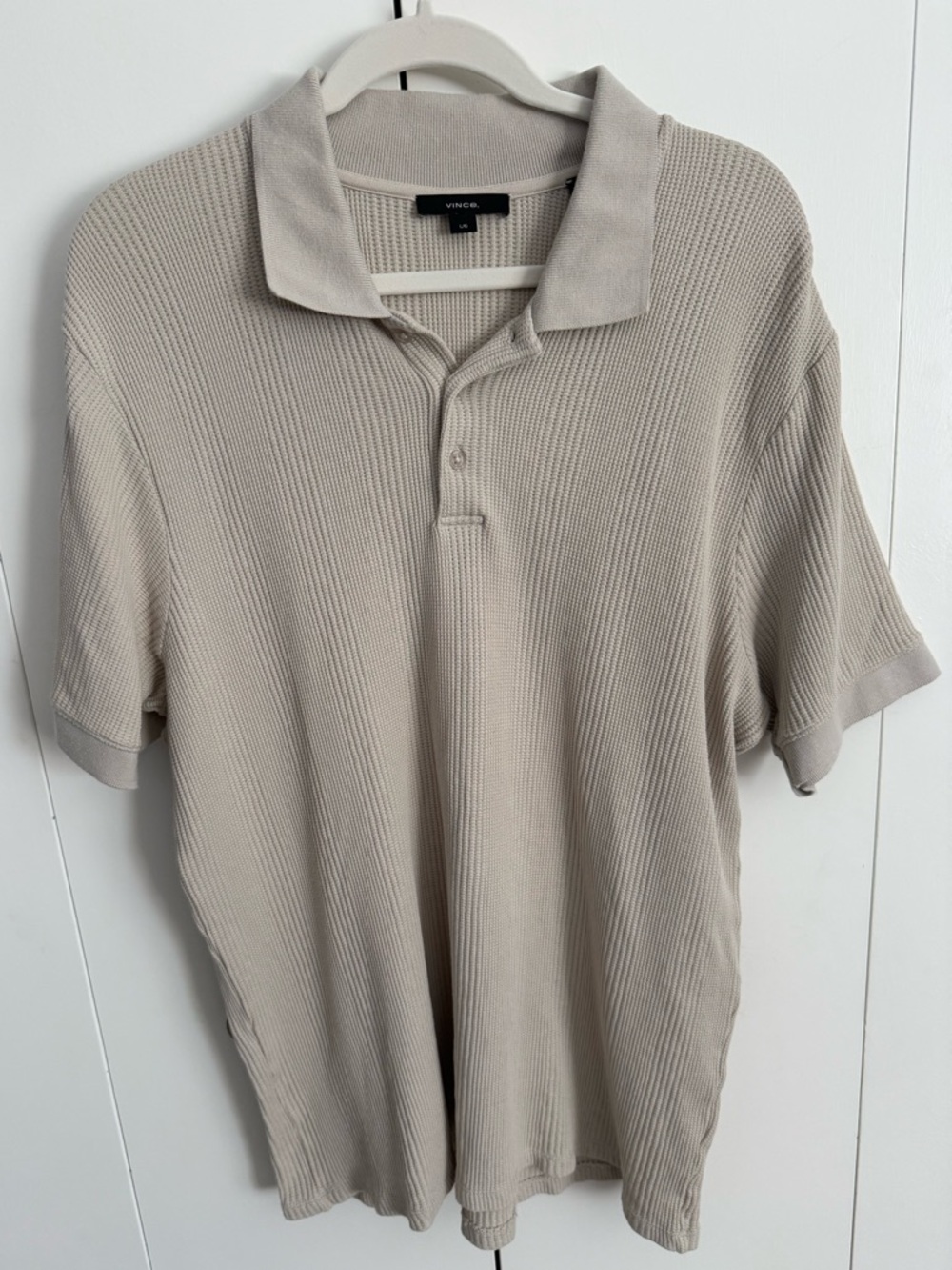 Vince Light Beige Textured Polo